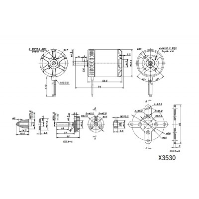 Мотор SunnySky X3530 V3 KV650 для самолетов (SSKY-V3-X3530-650)