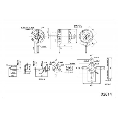 Мотор SunnySky X2814 V3 KV1200 3-4S для літаків